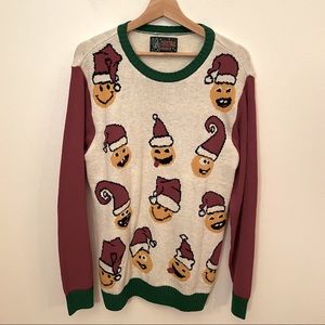 Ugly Christmas sweater smiley face emojis